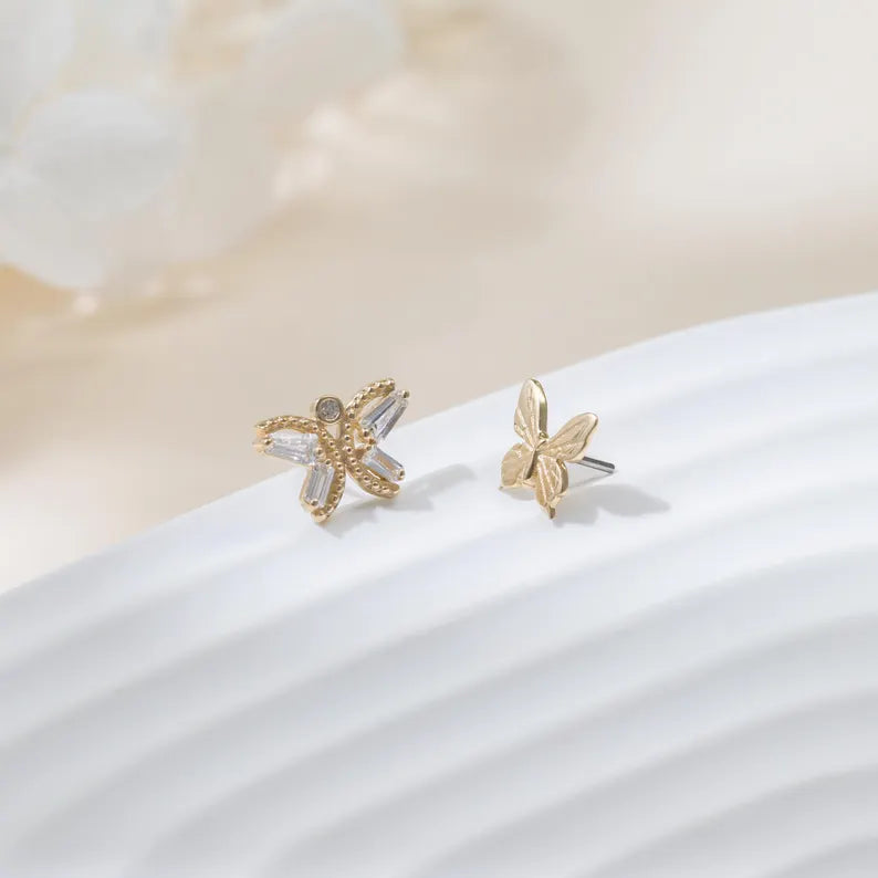 14K Gold Butterfly Cartilage Stud