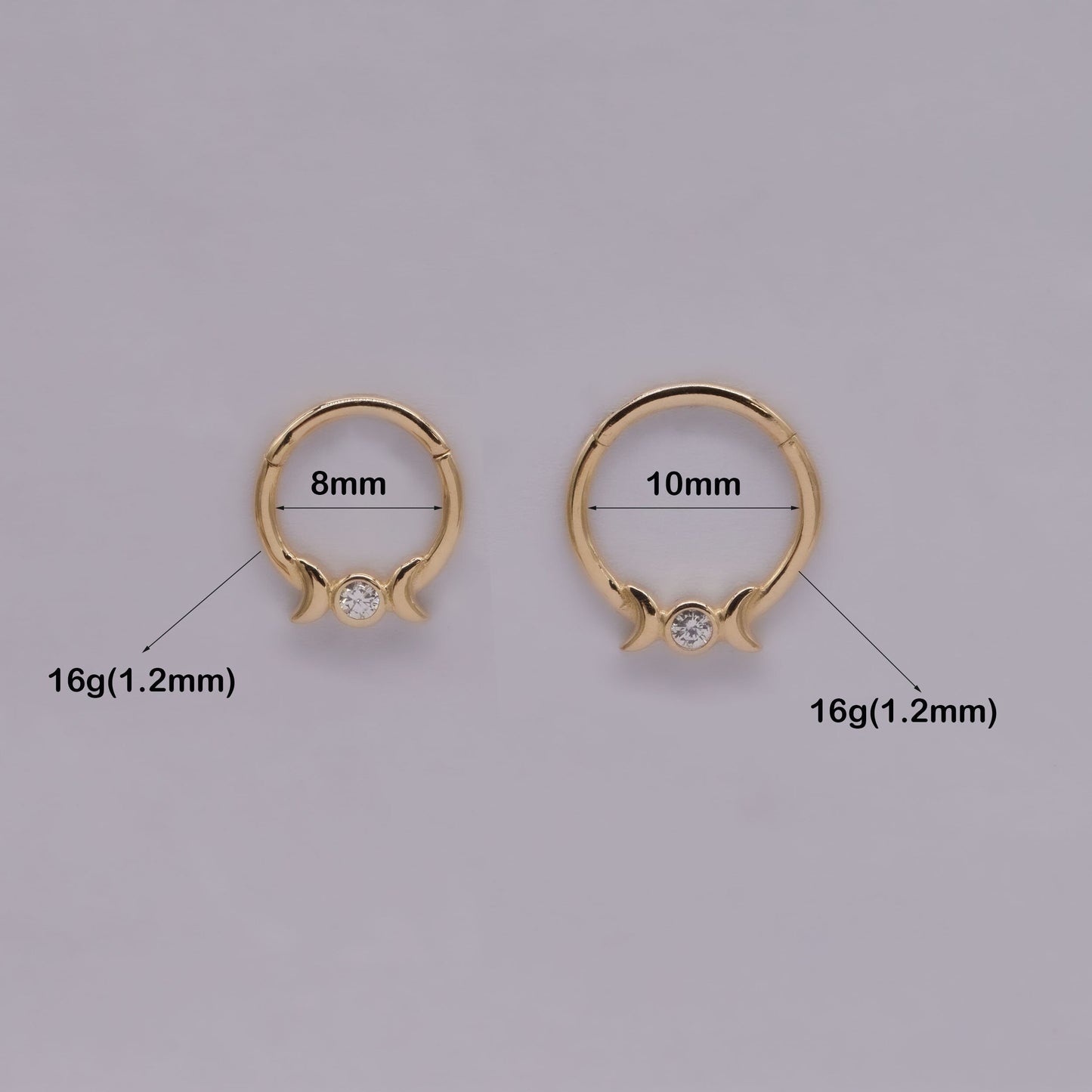 14K Solid Gold Candy Hoop Piercing Cartilage Septum Conch Daith 16g
