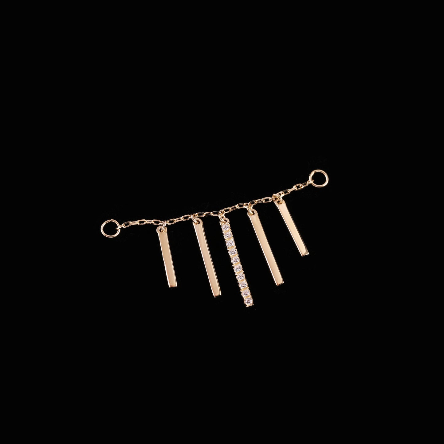 14K Solid Gold Dripping Dangle Chain Piercing