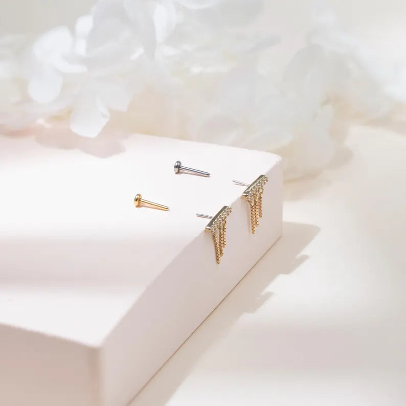14K Solid Gold Forward Helix Stud