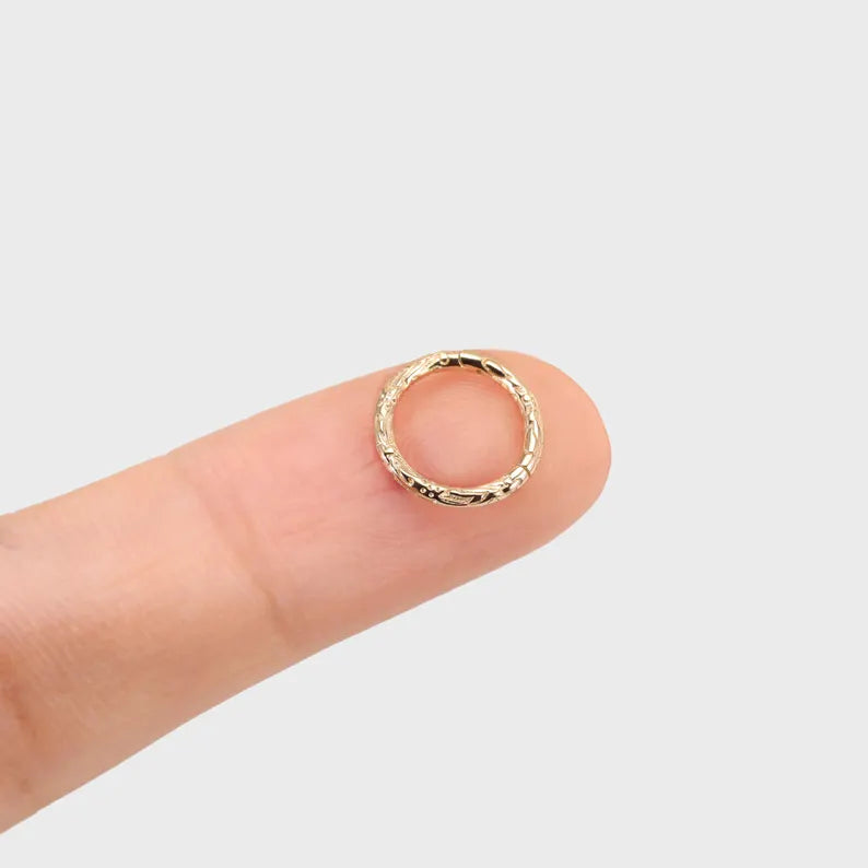 14K Gold Petal Hinged Hoop Nose Ring 16g