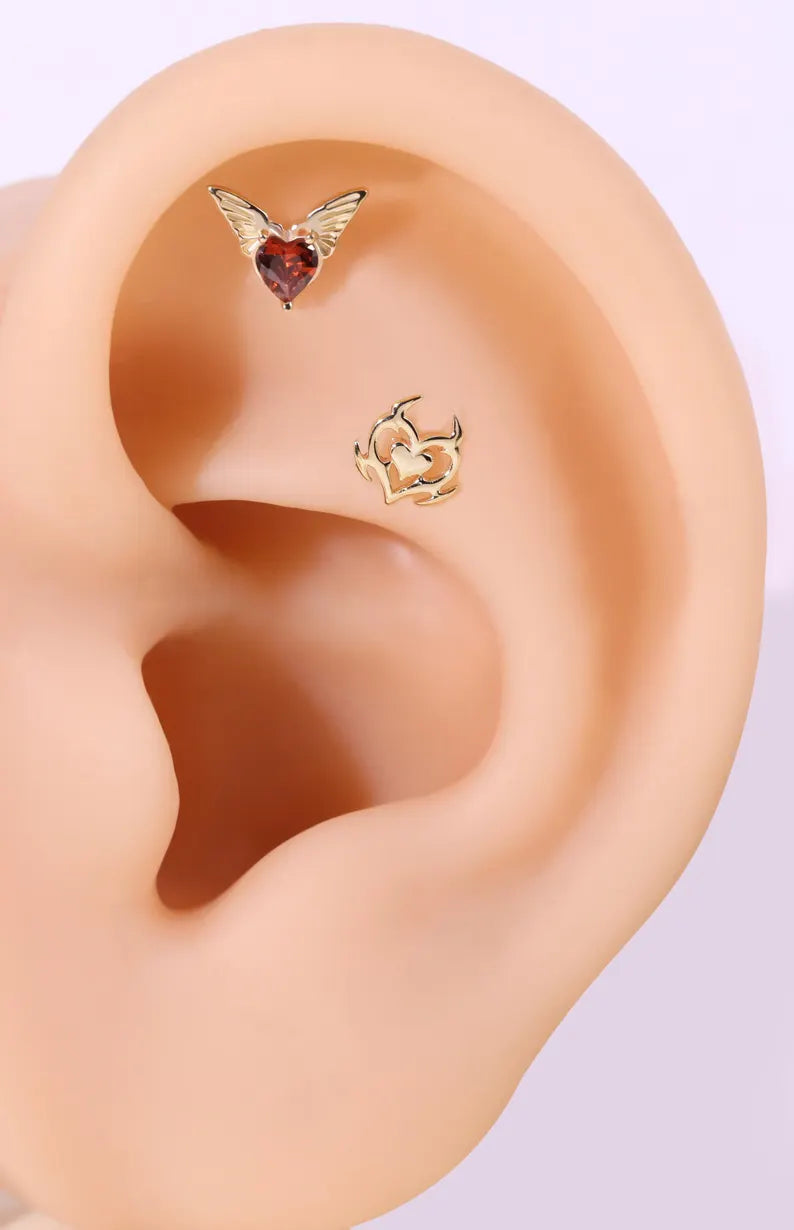 14K Gold Magic Heart Stud Earring