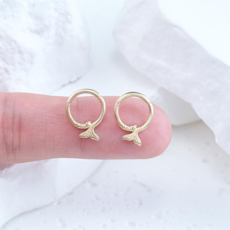 14K Gold Mermaid Tail Septum Hoop