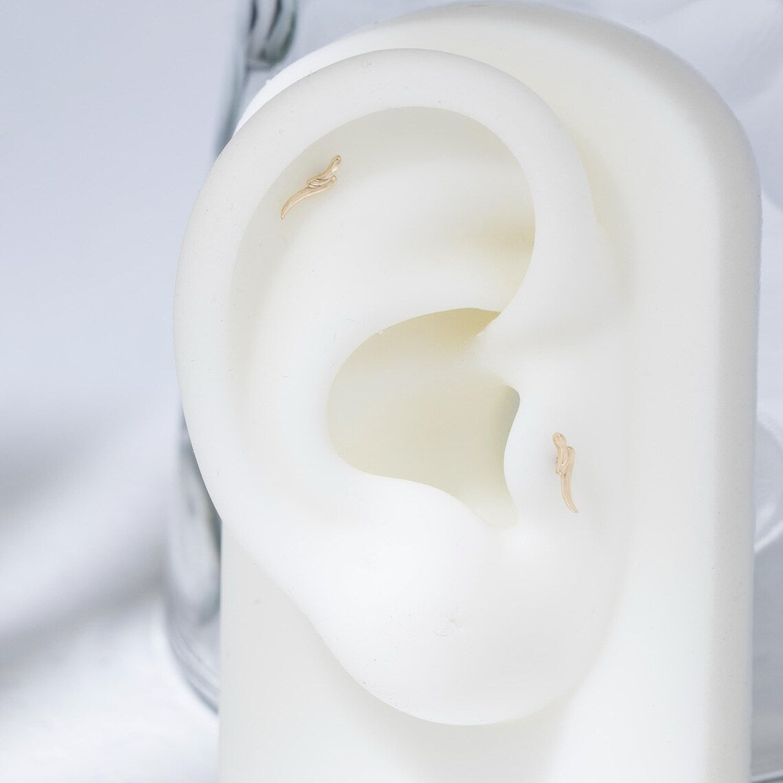 14K Solid Gold Snake Stud Earring