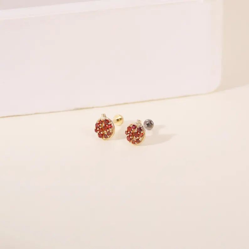 14K Gold Pomegranate Cartilage Stud