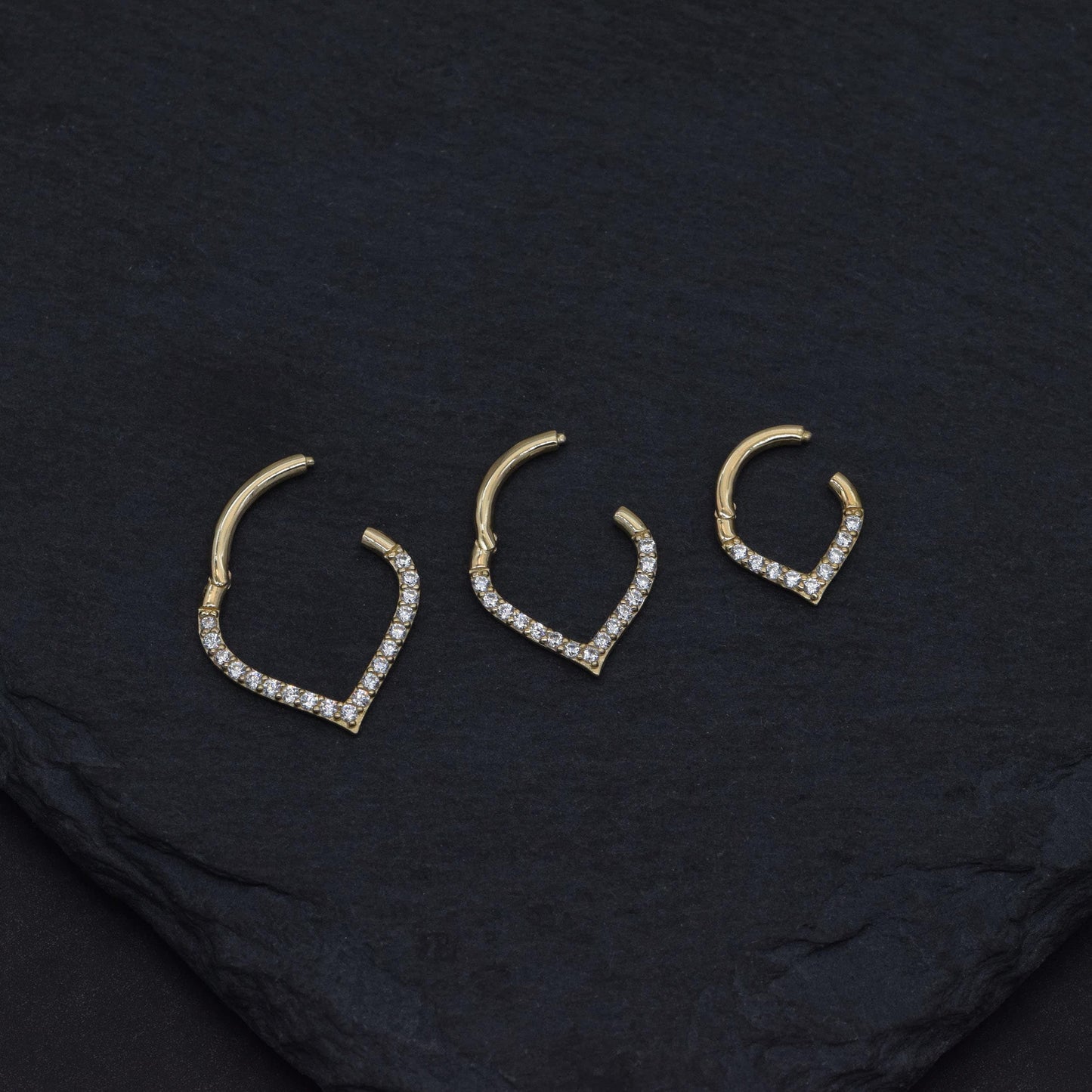 14K Solid Gold V-Shaped Septum Ring 16G