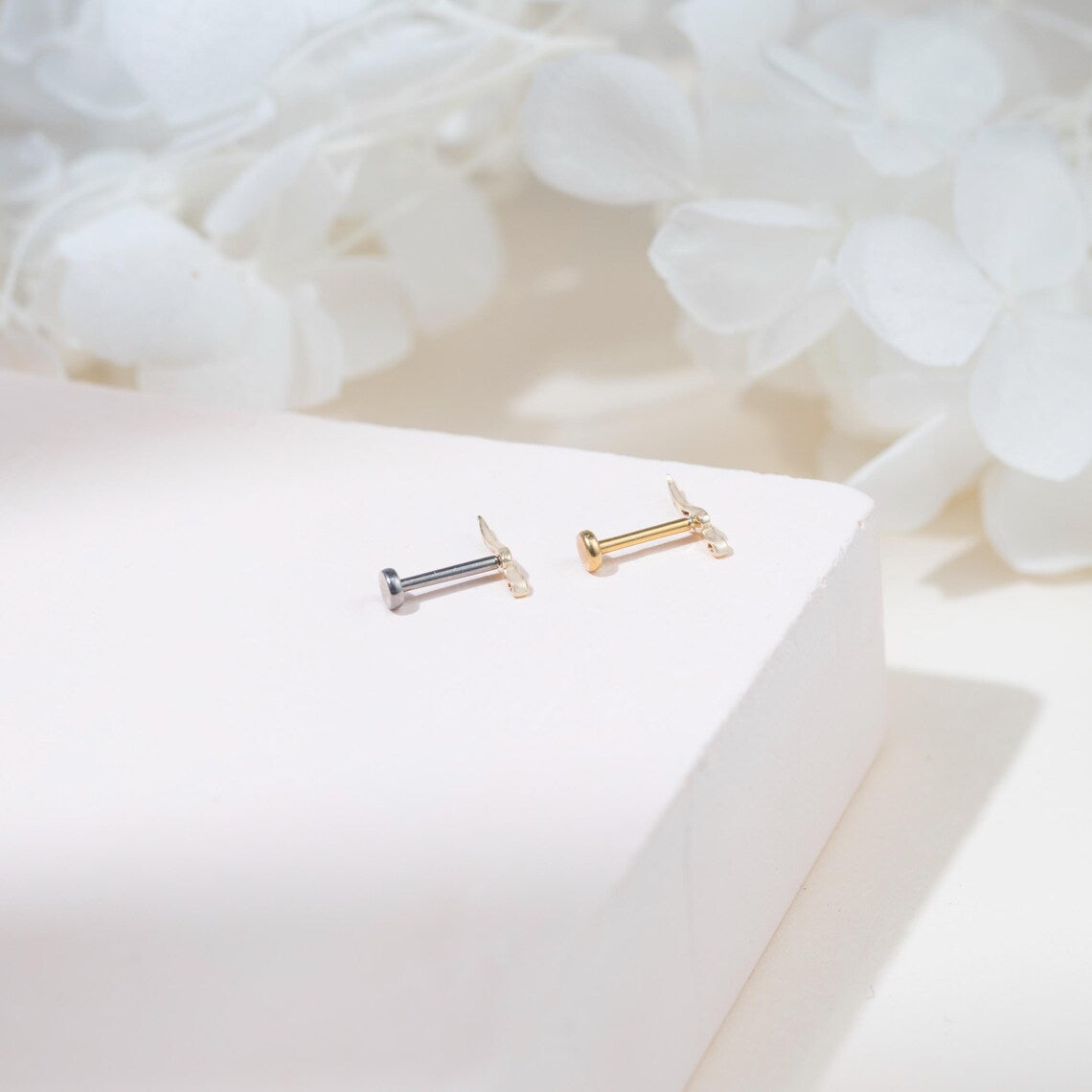 14K Solid Gold Snake Stud Earring
