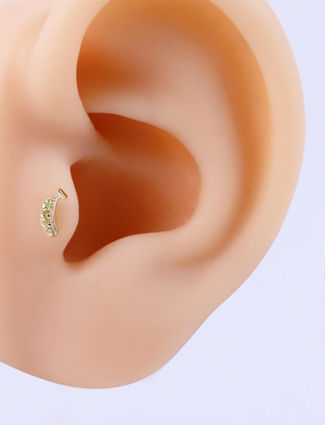 14K Solid Gold Banana Helix Stud