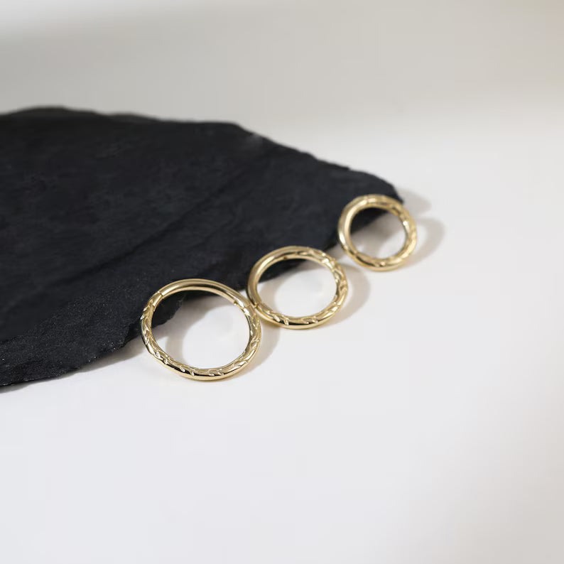 14K Gold Braided Hoop Septum Helix Tragus Rook 16g 6/8/10mm
