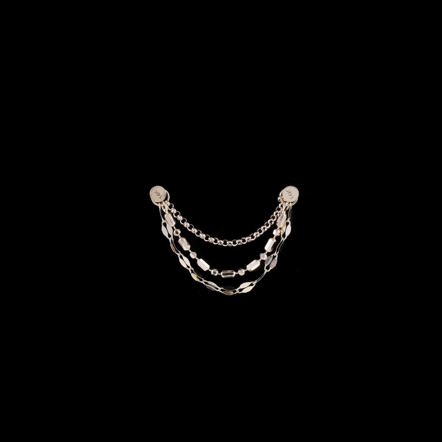 14K Solid Gold Triple Sparkly Chain Attachment