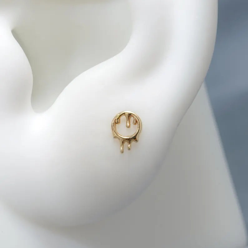 14k Solid Gold Drip Cartilage Earring