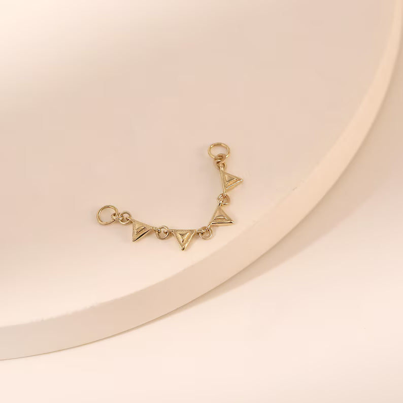 14K Solid Gold Triangle Chain Helix Nose Accessory