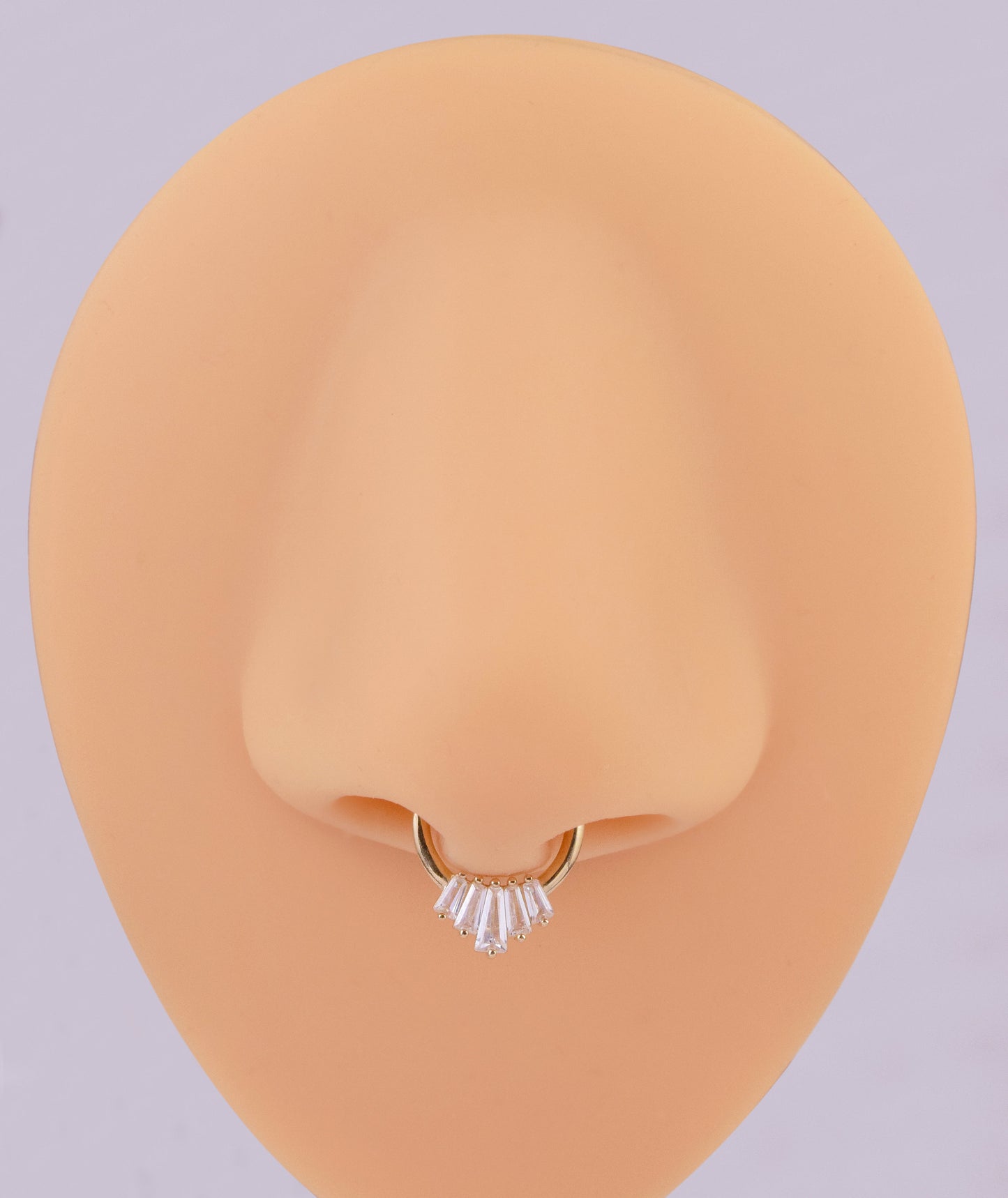 14K Solid Gold Baguette Daith Septum 16g Nose Cartilage Clicker Hoop