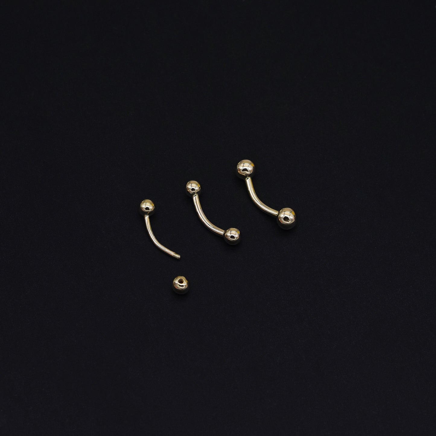 14K solid Gold Belly Button Ring Threaded Barbell Navel Rook Eyebrow 18g 16g 14g