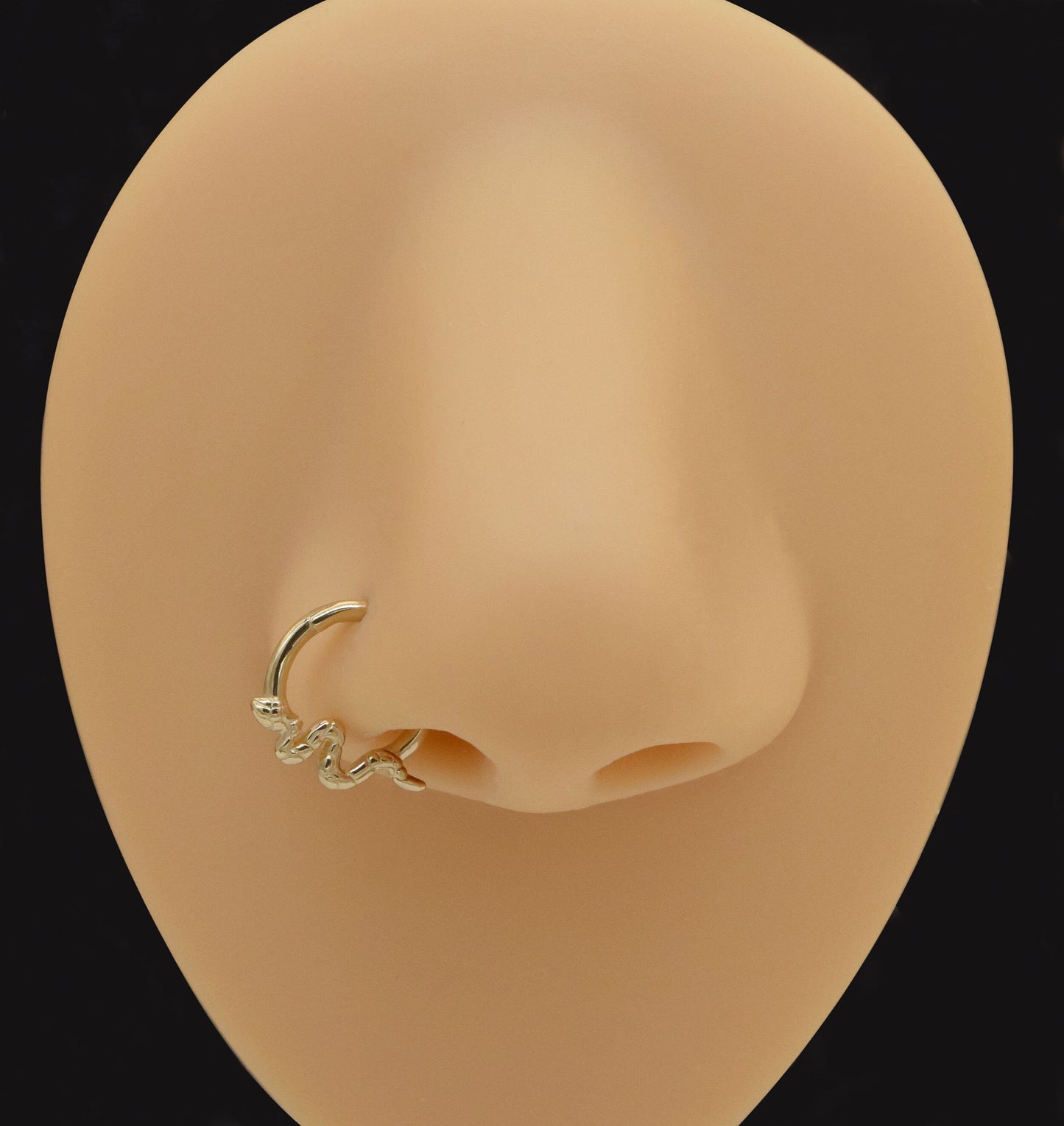 14K Solid Gold Snake Septum Ring Huggie Hoop Daith Rook Nose Earring 16g