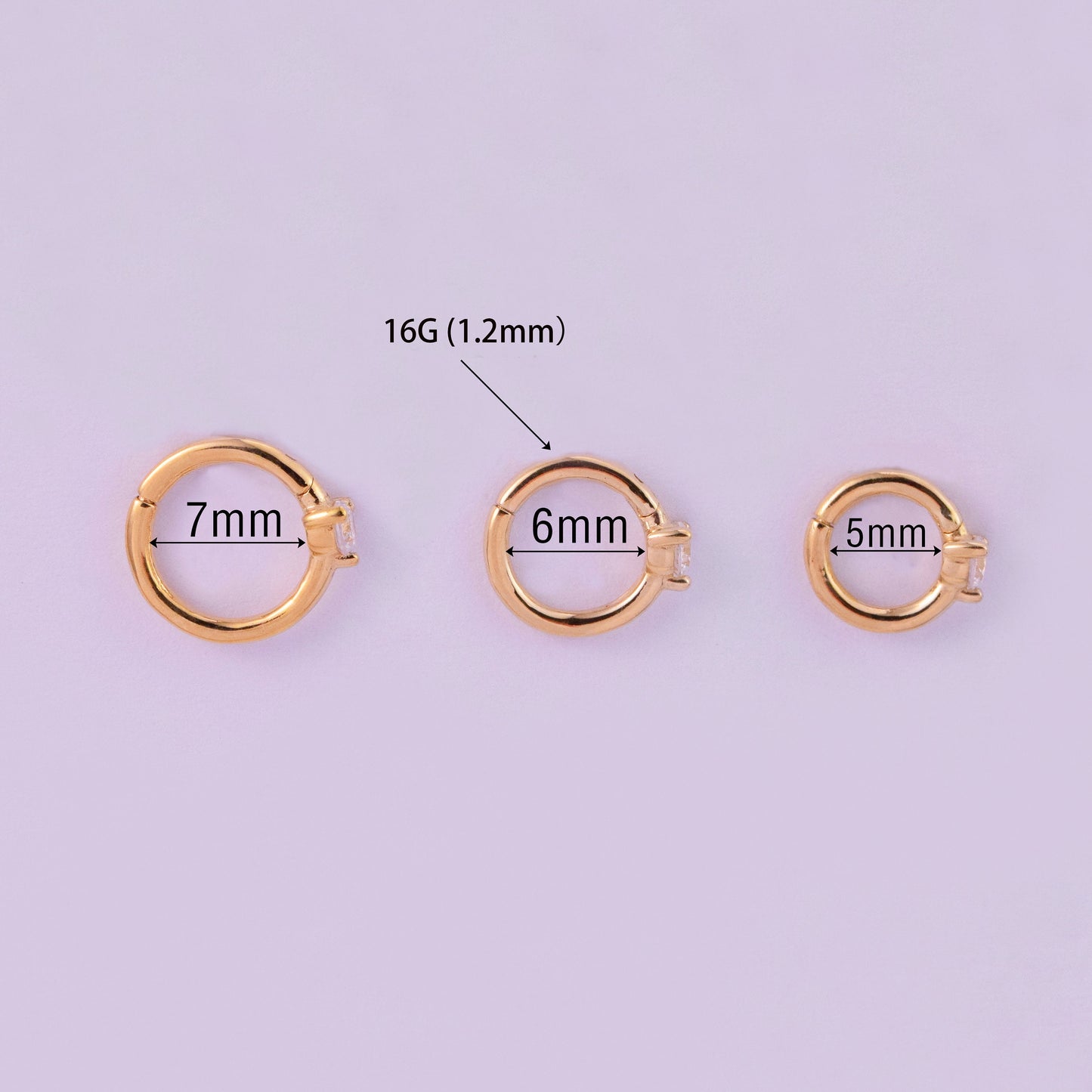 14K Solid Gold Tiny Cartilage Hoop Cubic Zirconia Huggie Earring