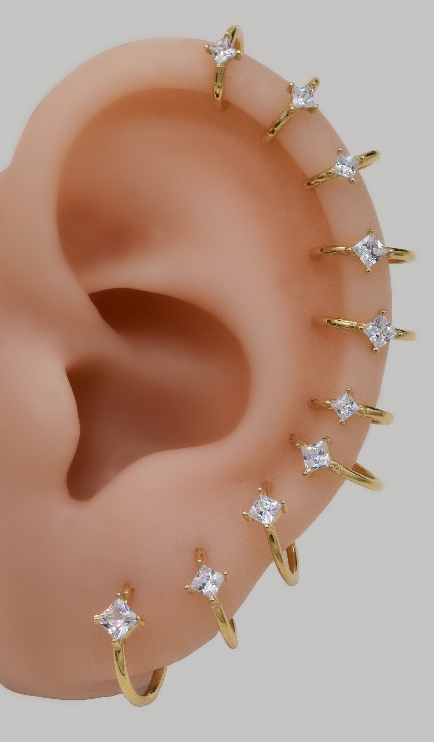 14K Solid Gold Huggie Hoop Septum Conch 16G