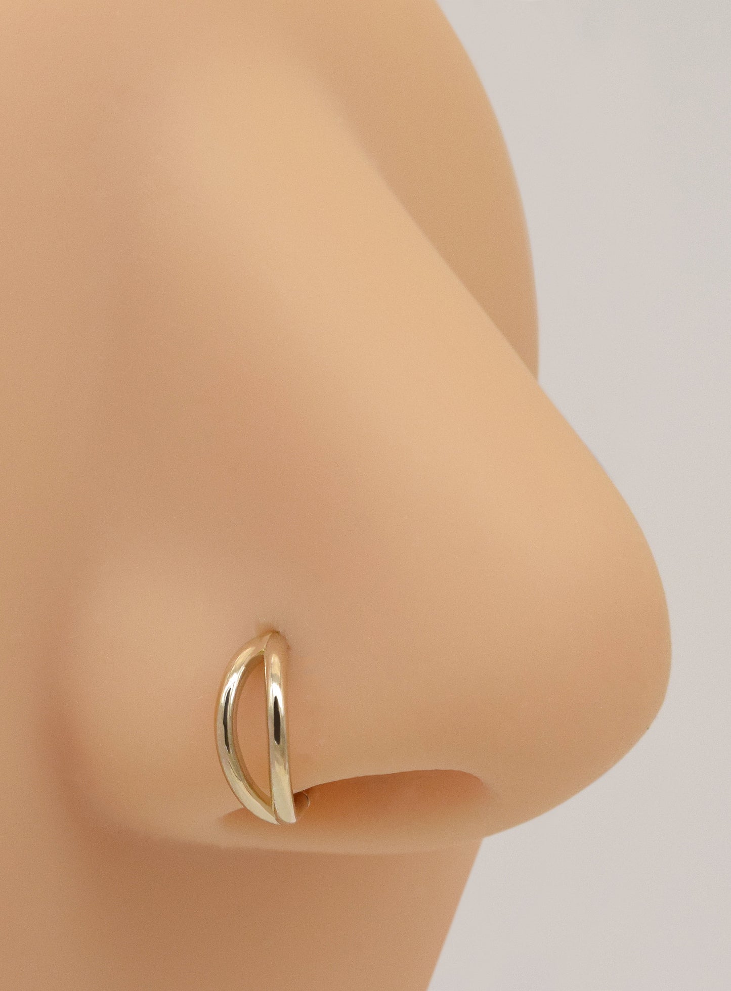 14K Solid Gold Double Row Hoop Septum Daith Cartilage Ring 16G