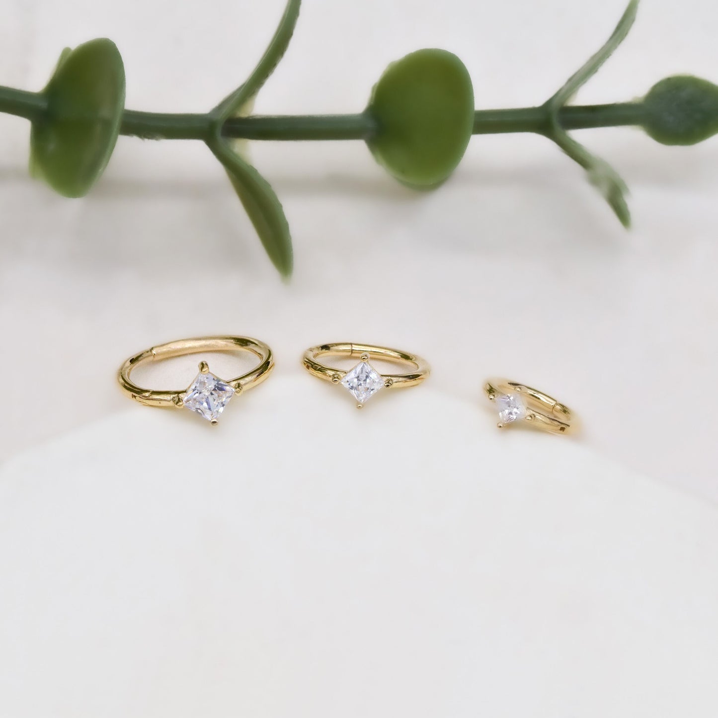 14K Solid Gold Huggie Hoop Septum Conch 16G