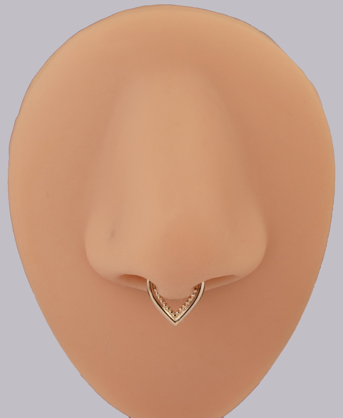 14K Solid Gold V-Shaped Septum Ring 16G