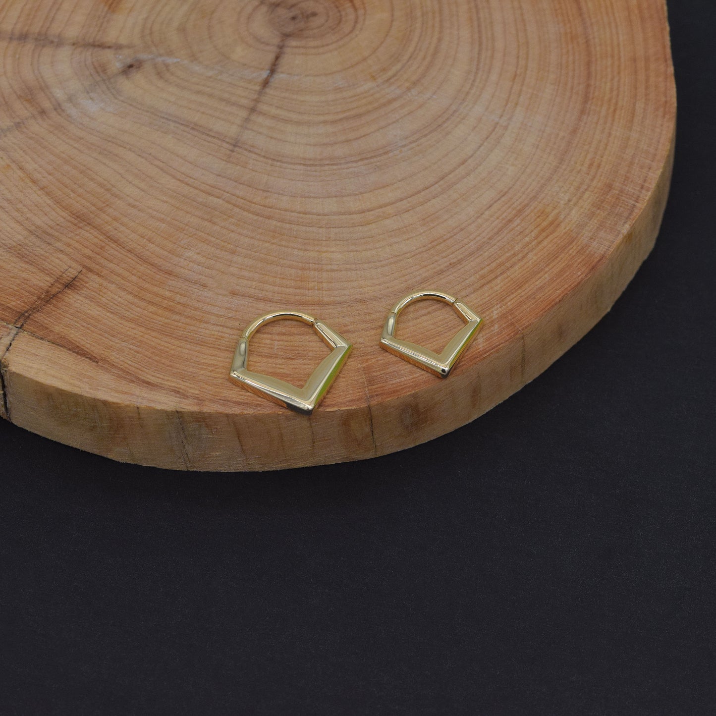 14K Solid Gold V-Shaped Septum Ring 16G