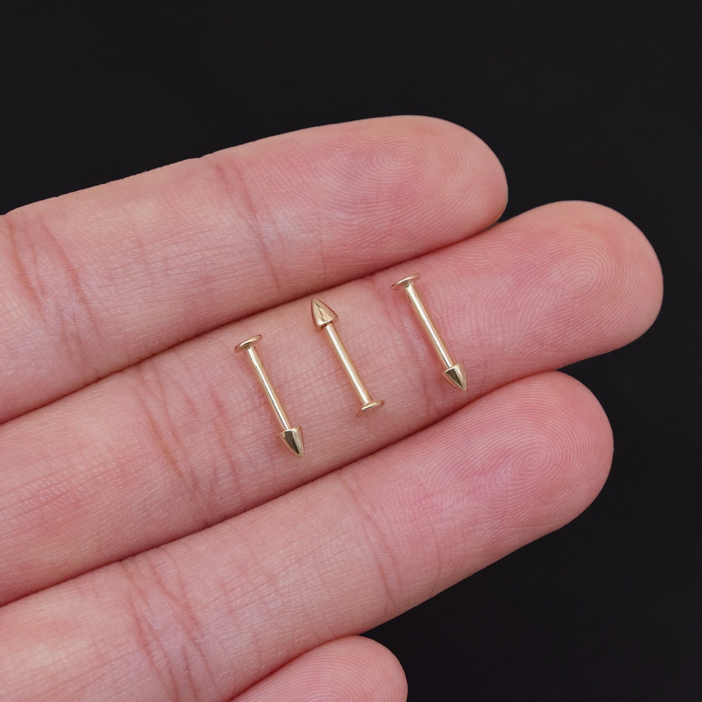 14K Solid Gold Spike Piercing 16g