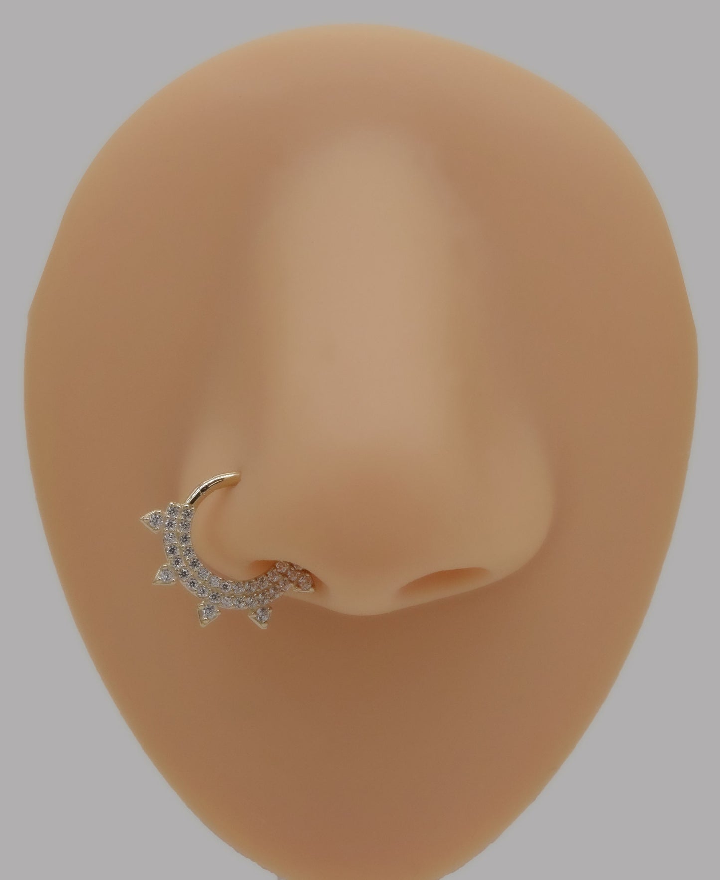 14K Gold Cubic Zirconia Diamond Sunshine Hoop 16G