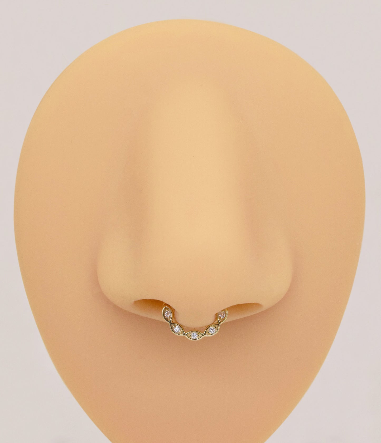 14K Solid Gold Evil Eye Hoop Septum Cartilage Nose Piercing 18G