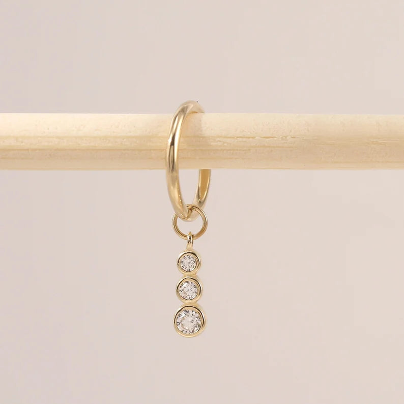 14K Gold Triple Braided Hoop Dangle Earring
