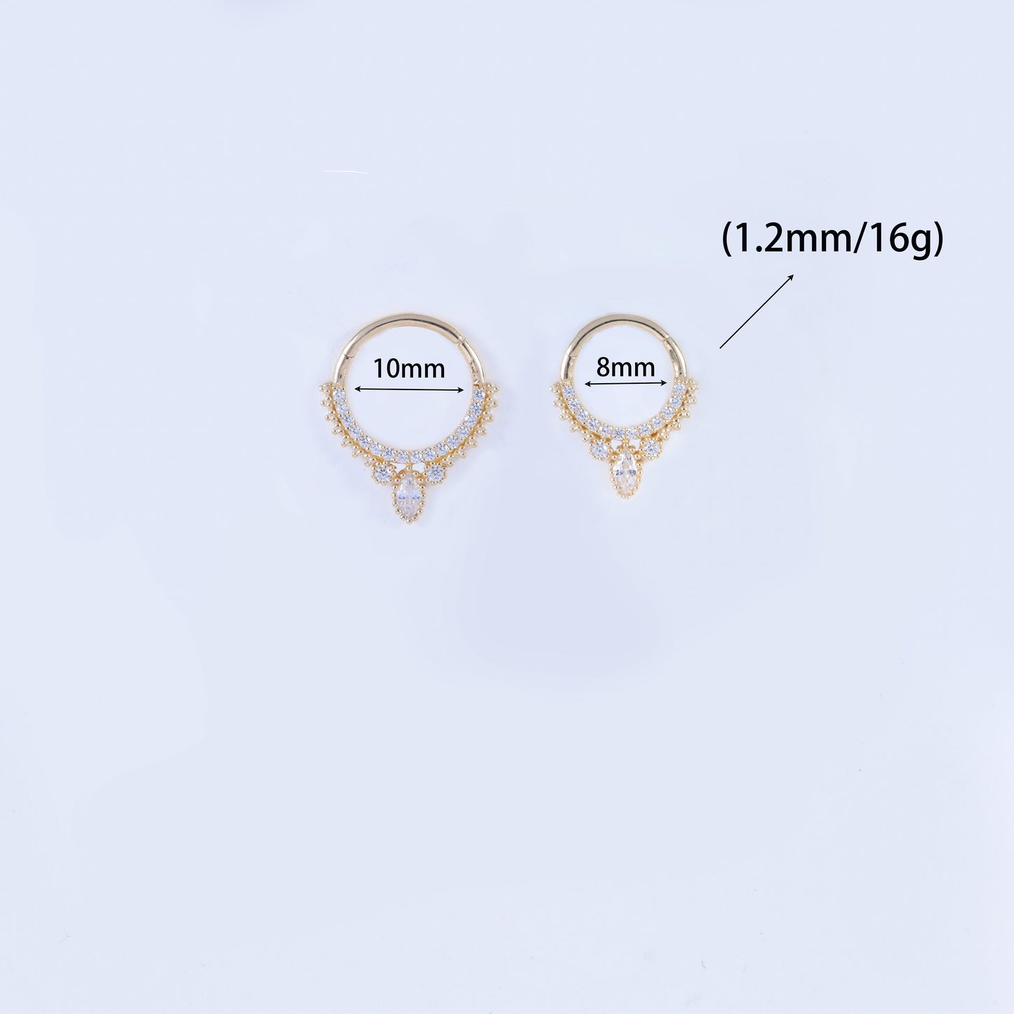14K Solid Gold Septum Daith Cartilage Hoop Nose Ring