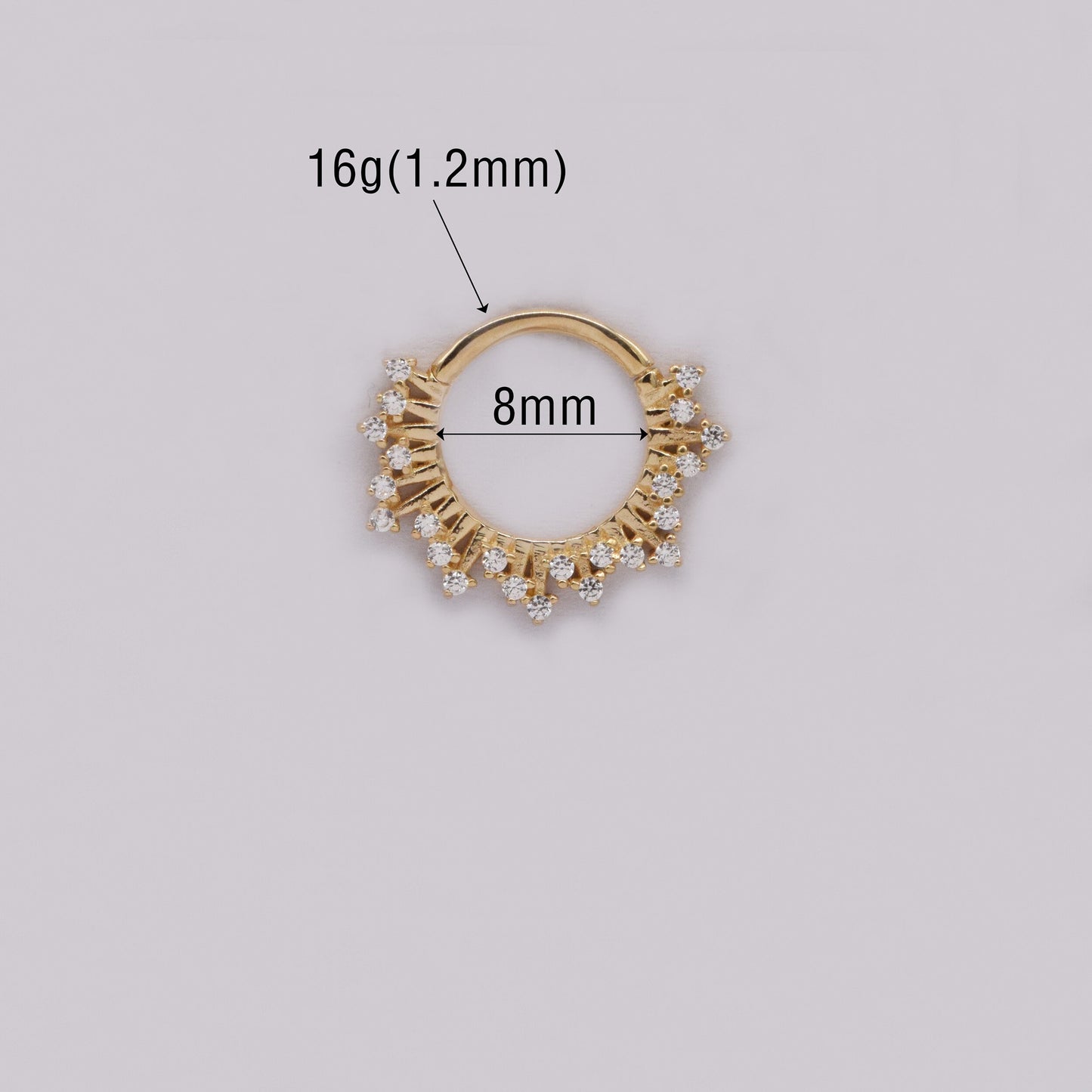 14K Solid Gold Hoop Earring 16G