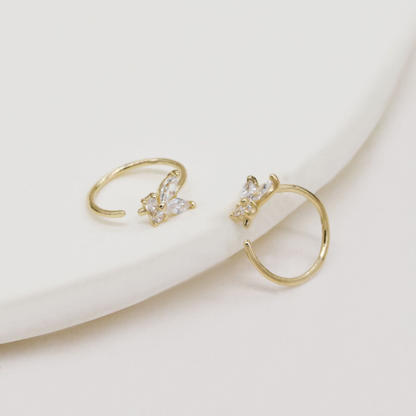 14K Solid Gold Butterfly Bendable 20G Hoop Earring 20G