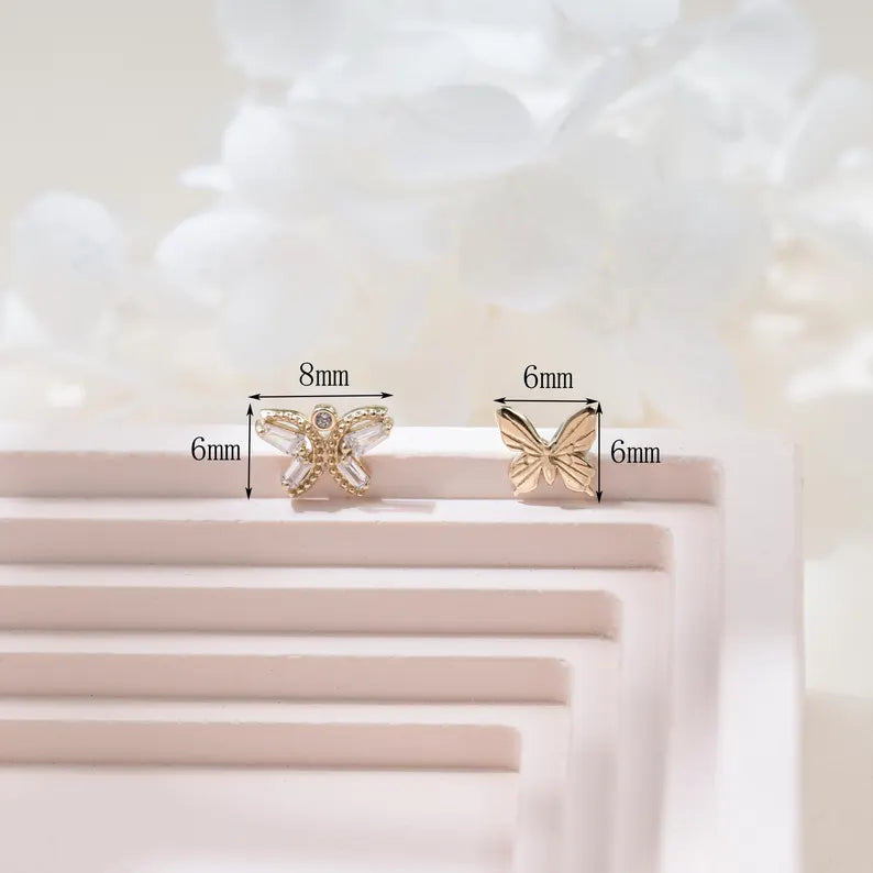 14K Gold Butterfly Cartilage Stud