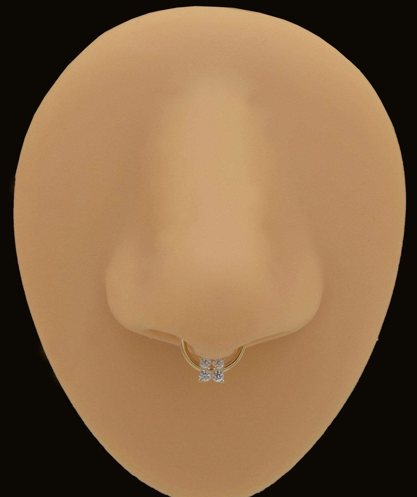 14K Solid Gold Flower Hoop Clicker Diamond Nose Ring Septum 18G