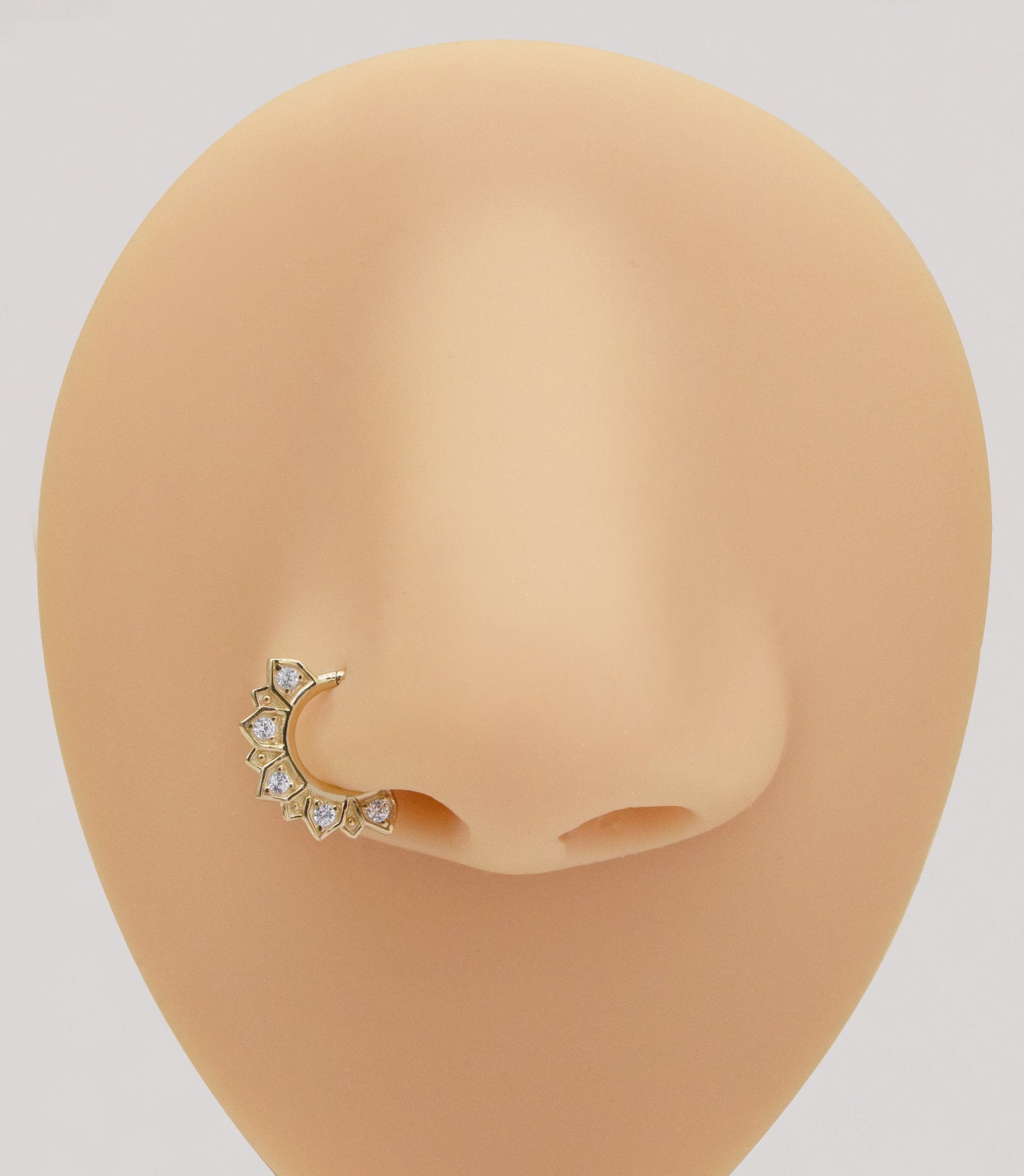 14K Solid Gold Dainty Septum Hoop Clicker 16g Nose Ear Piercing Ring