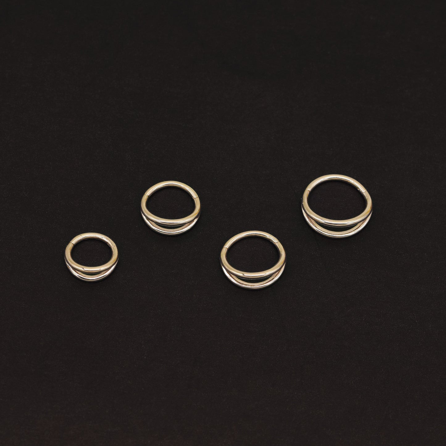14K Solid Gold Double Row Hoop Septum Daith Cartilage Ring 16G