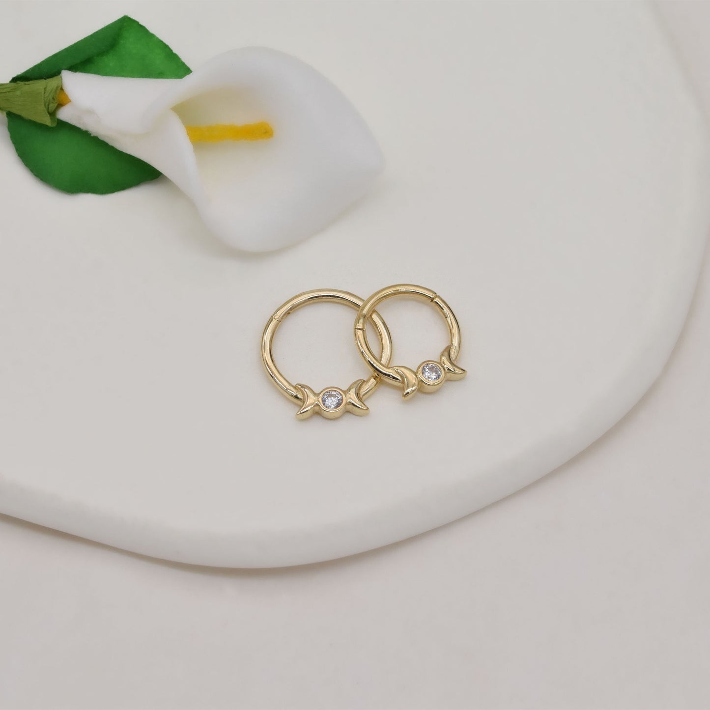14K Solid Gold Candy Hoop Piercing Cartilage Septum Conch Daith 16g