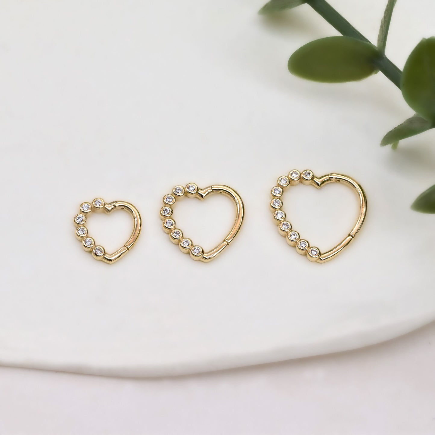 14K Solid Gold Heart Hoop Earring Nose Ring Daith Piercing