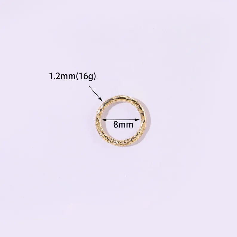 14K Gold Petal Hinged Hoop Nose Ring 16g