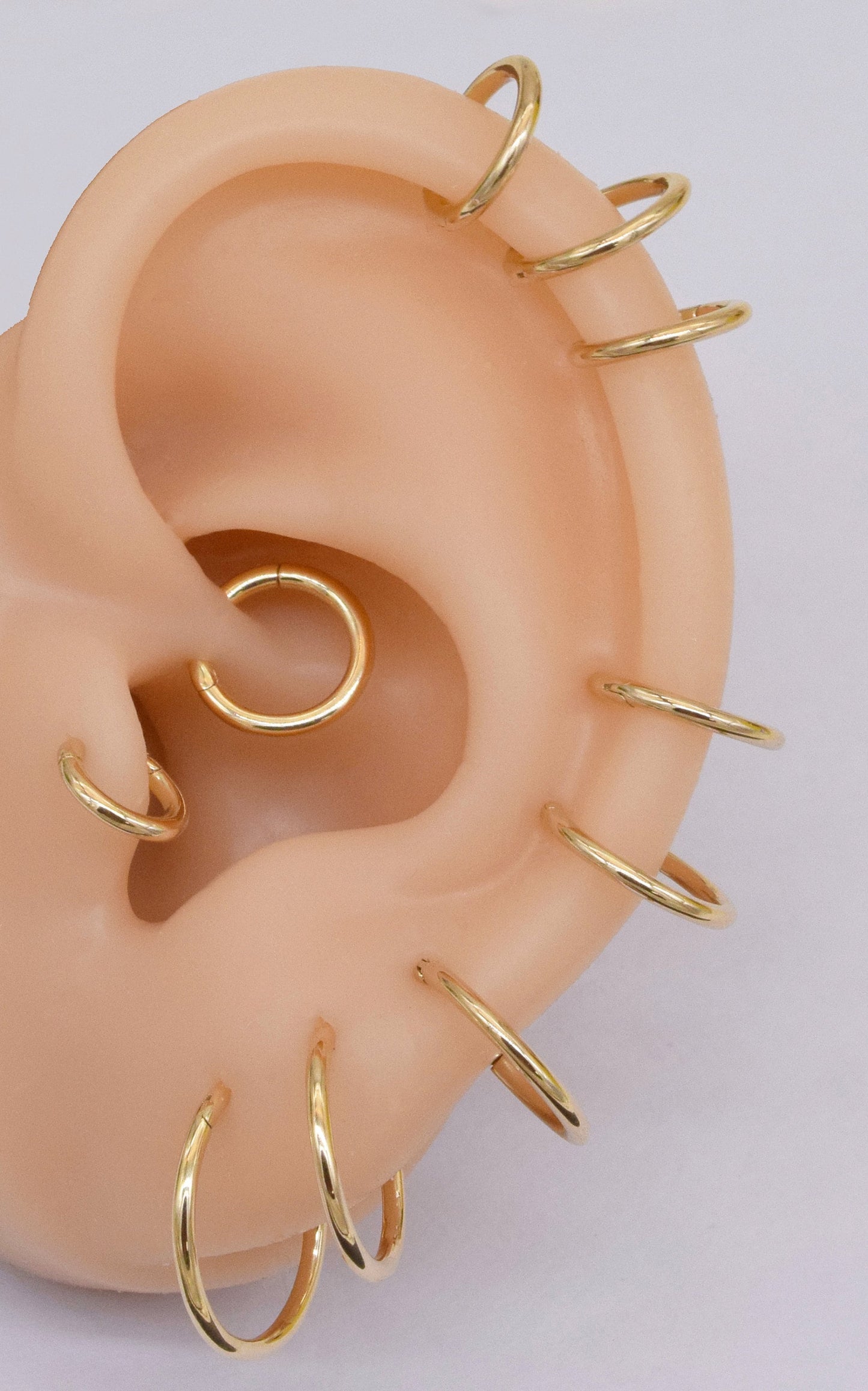 14K Solid Gold Hinged Hoop Earring 16G 18G