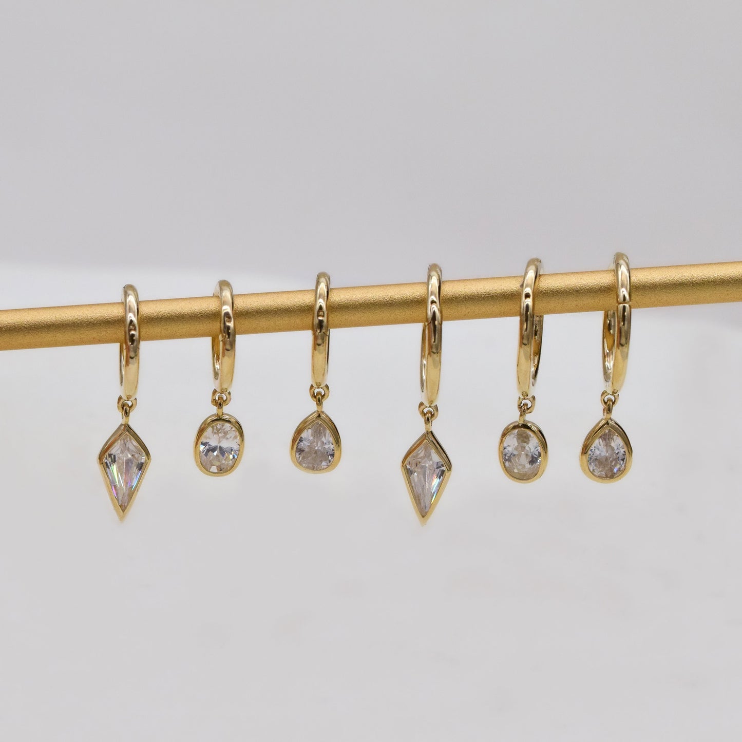 14K Solid Gold Dangle Charm Hoop Earring 16G