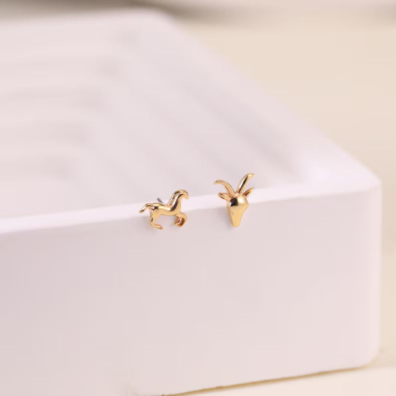 14K Gold Horse Earring for Piercings