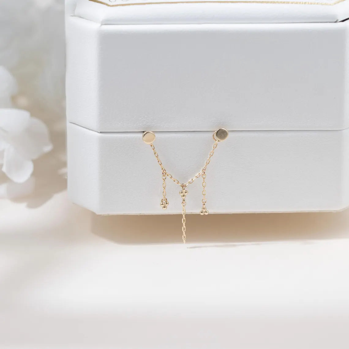14K Solid Gold Triple Braided Chain Piercing