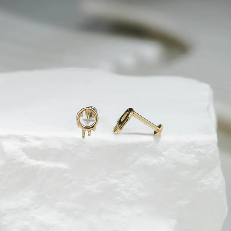 14k Solid Gold Drip Cartilage Earring