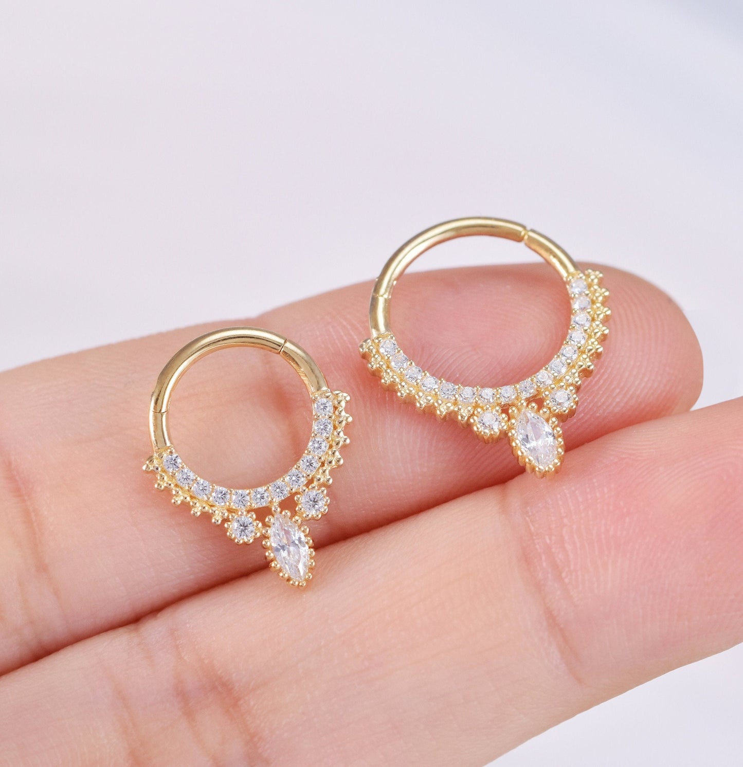 14K Solid Gold Septum Daith Cartilage Hoop Nose Ring