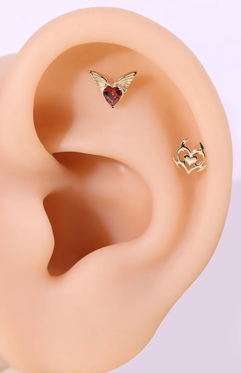 14K Gold Magic Heart Stud Earring