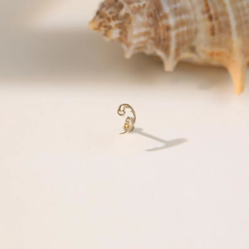 14K Solid Gold Vine Leaf Ear Climber