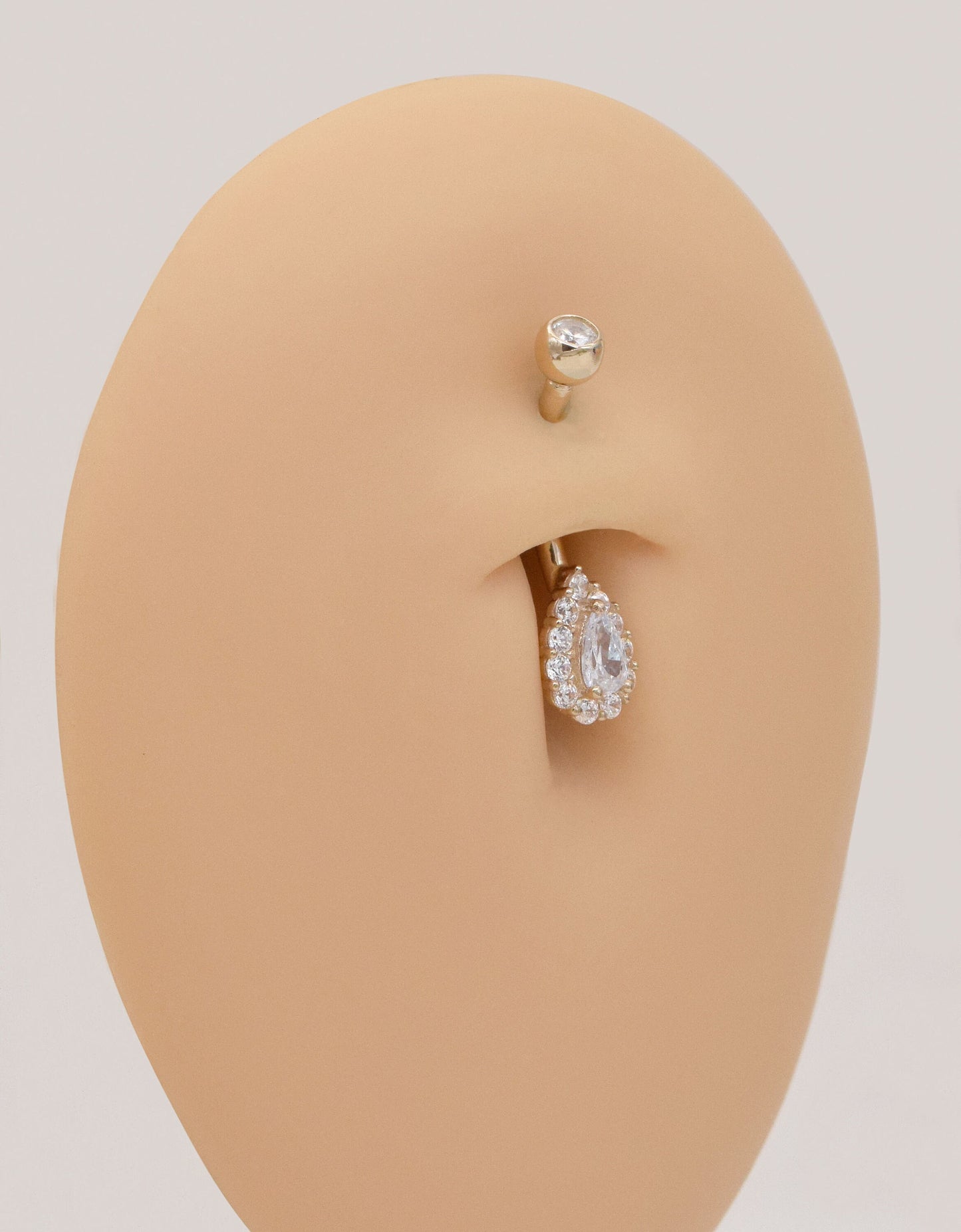 14K Solid Gold Teardrop 14g Belly Button Ring