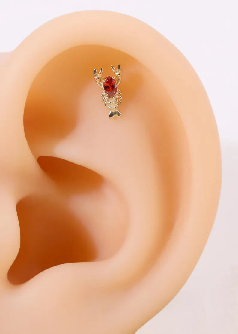 14K Gold Lobster Cartilage Stud