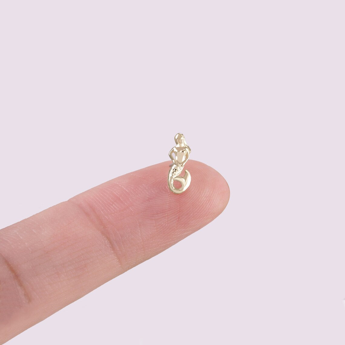 14K Gold Mermaid Stud Earring